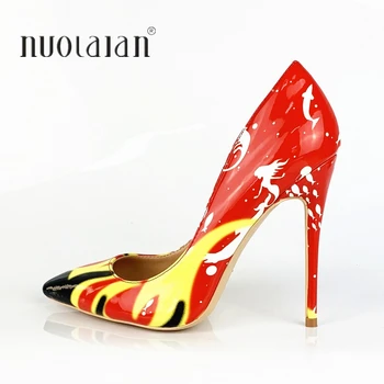 

12/10/8CM Women Shoes Stiletto High Heels Ladies Sexy Patent Leather High Heel Shoes Pointed Toe Pumps Dress Wedding Shoes