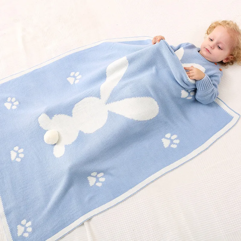 95*75cm Baby Rabbit Blanket Swaddling Winter Warm Newborn Wrap Swaddle Siesta Blankets Woolen