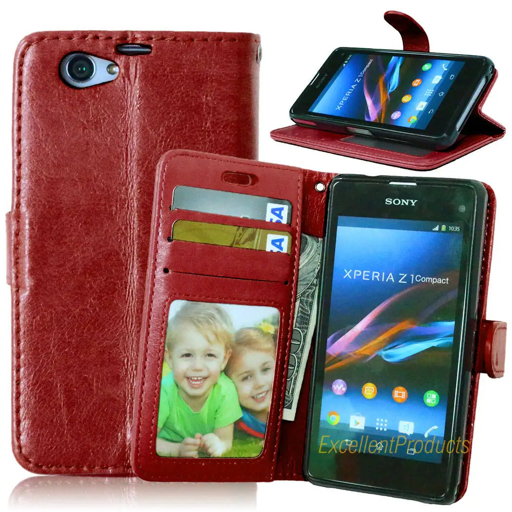 Чехол книжка для sony Z1 Compact чехол телефона кошелек стильный кожаный с функцией
