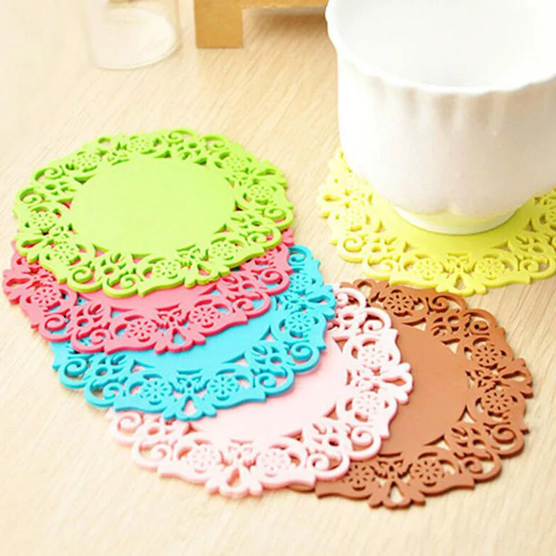 Colorful Silicone Soft Rubber Coaster Cup Mat Pad Hot Mug Glass Plate
