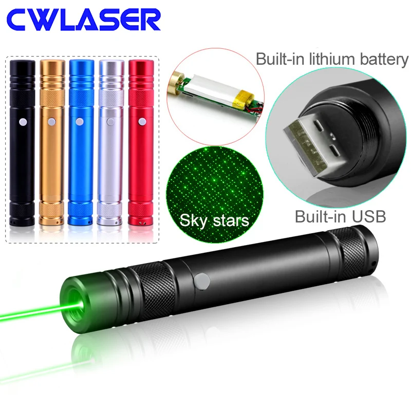 CWLASER 532nm Green Laser Pointer USB Charge with Built in Li ion