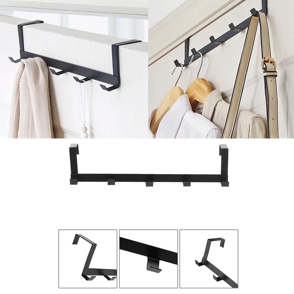 Black/White Metal Over The Door Hook Hanger Storage Rack Home & Living Hanging Shelf Coat Hat