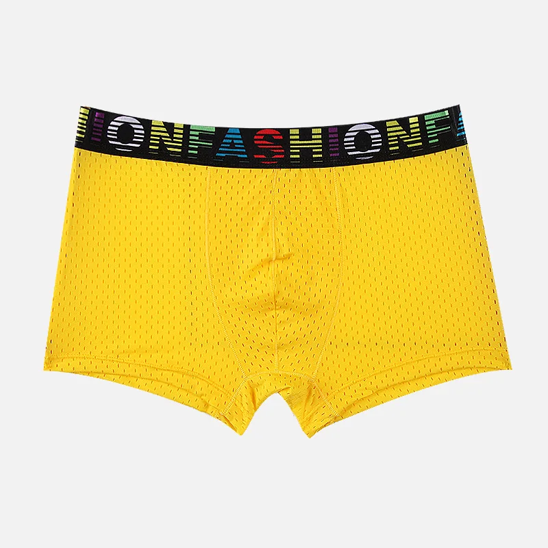 mesh men's underwear color side breathable boxer underwear yellow Sexy Men's Boxers Comfortable