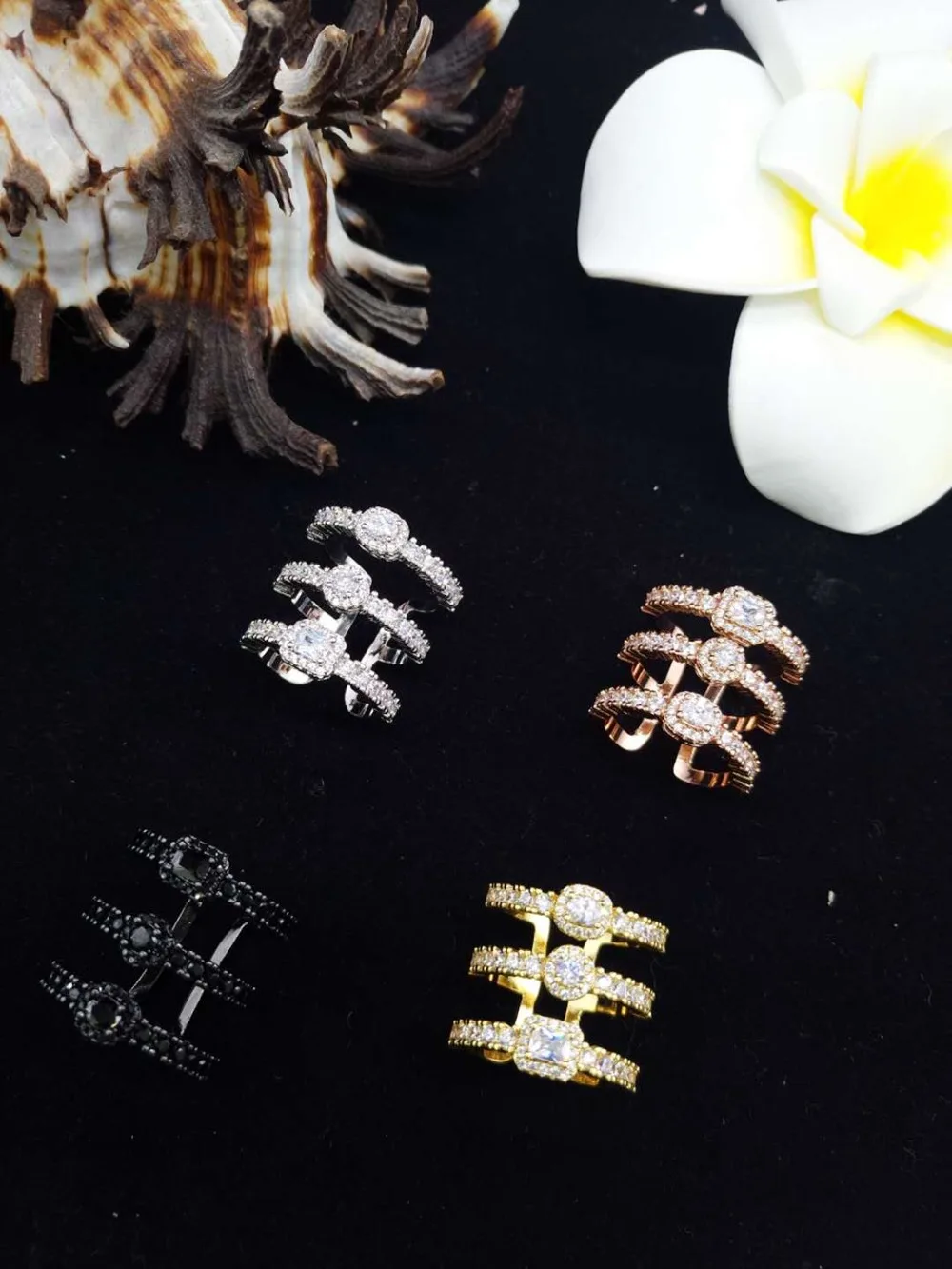 

jankelly Monaco Design Luxury Statement ceometric Ring For Women Wedding Cubic Zircon Engagement Dubai Punk Bridal Finger Rings
