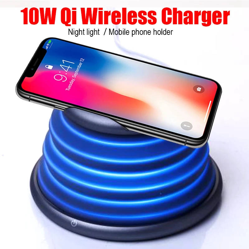 

Wireless Charger for iPhone XS Max Universal Foldable Desktop 10W Qi Fast Charging Pad Wireless Phone Charger Holder with Light