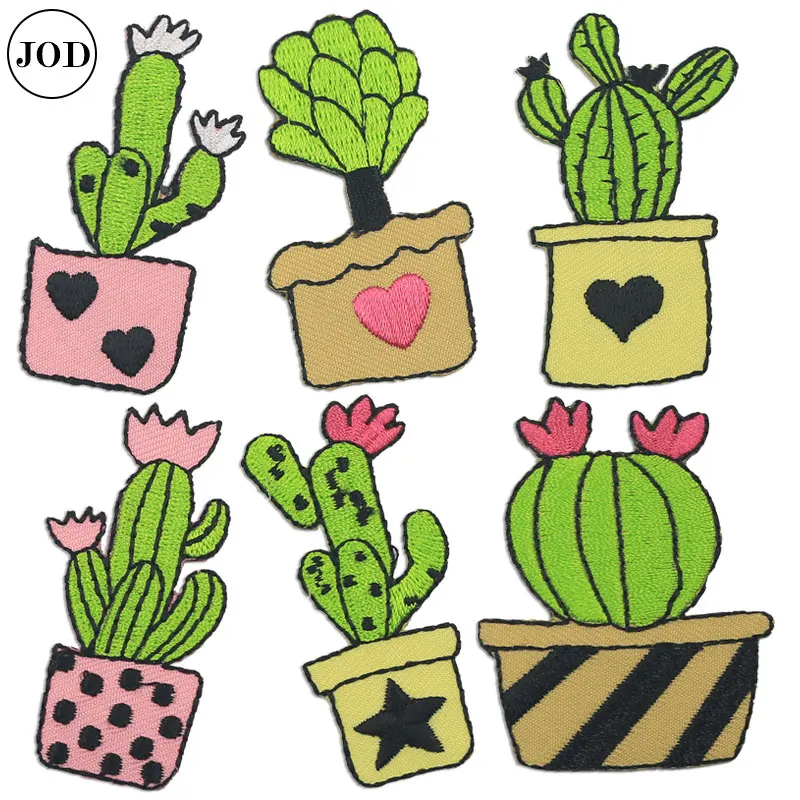 

Cactus Patches for Clothing Flower Embroidery Patch Sticker Iron on Patches applications on Clothes Stripe ironing Accessories