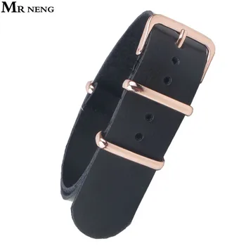 

MR NENG 18 20 mm 22mm NATO Black Resin PU Leather Watchbands Men Women Casual Watches Straps Leather Wristwatch Band 18mm Belts