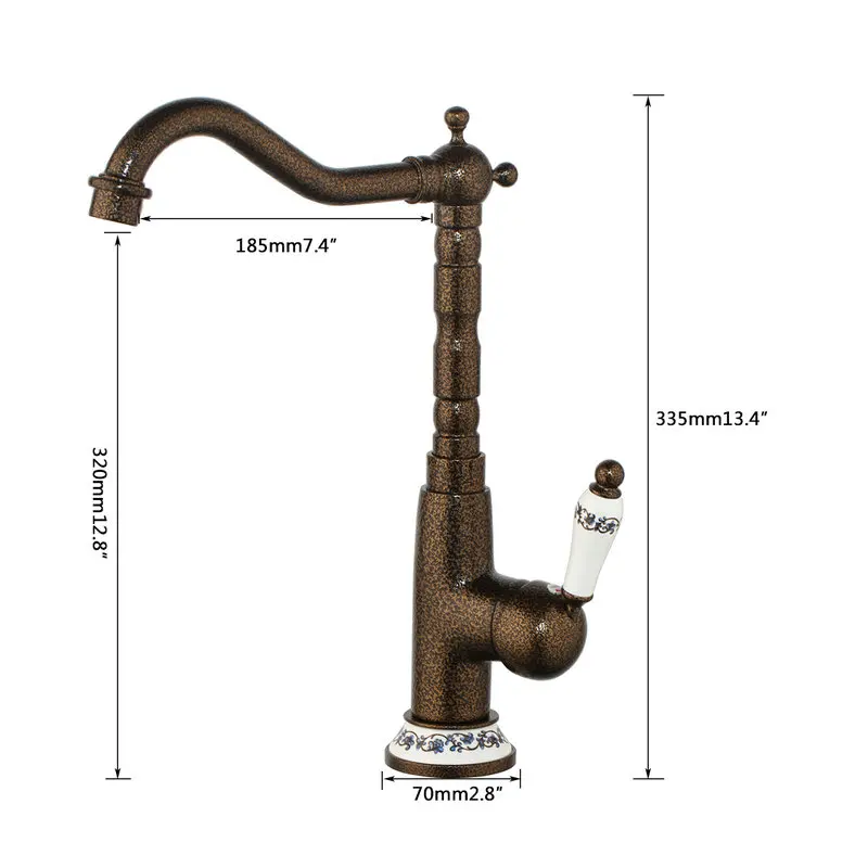 KEMAIDI новый кухня кран Смеситель для мойки бортике римская бронза латунь 360 Поворотный античная смеситель