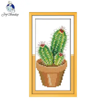 

Joy Sunday Cactus Mini Cross Stitch Pattern Needlework Cross Stitch Counted Embroidery Kit Printed Cross-Stitching for Kid Gifts