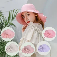 Женские пляжные кепки Для женщин Повседневное одноцветное широкополый Floppy Гибкая пляжная шляпа маска для лица путешествия солнцезащитный крем для отдыха шляпа#2p23