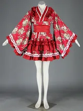 Rojo lolita kimono dress 15a cosplay traje de halloween