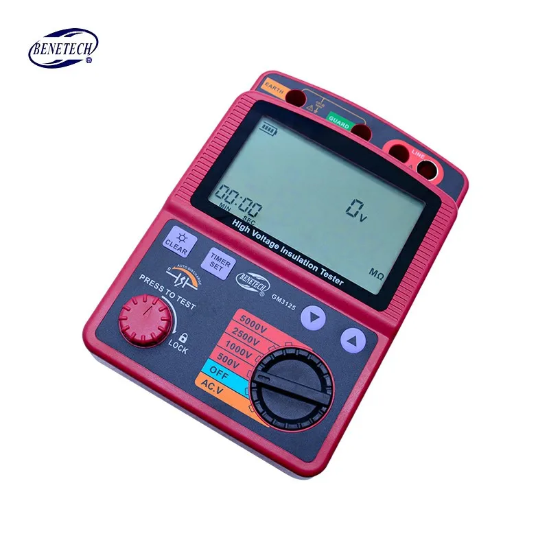 BENETECH 100% оригинальный GM3125 цифровой тестер сопротивления изоляции Мегаомметр 5000 в
