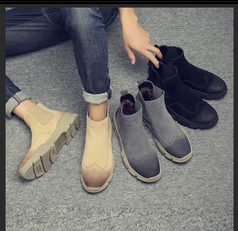 Men's Ankle Boots' Desert Casual Military Boots Men Tactical Boots Army Slip-on Fashion Chelsea Winter Boots' Men Big Size 11 46 (1)