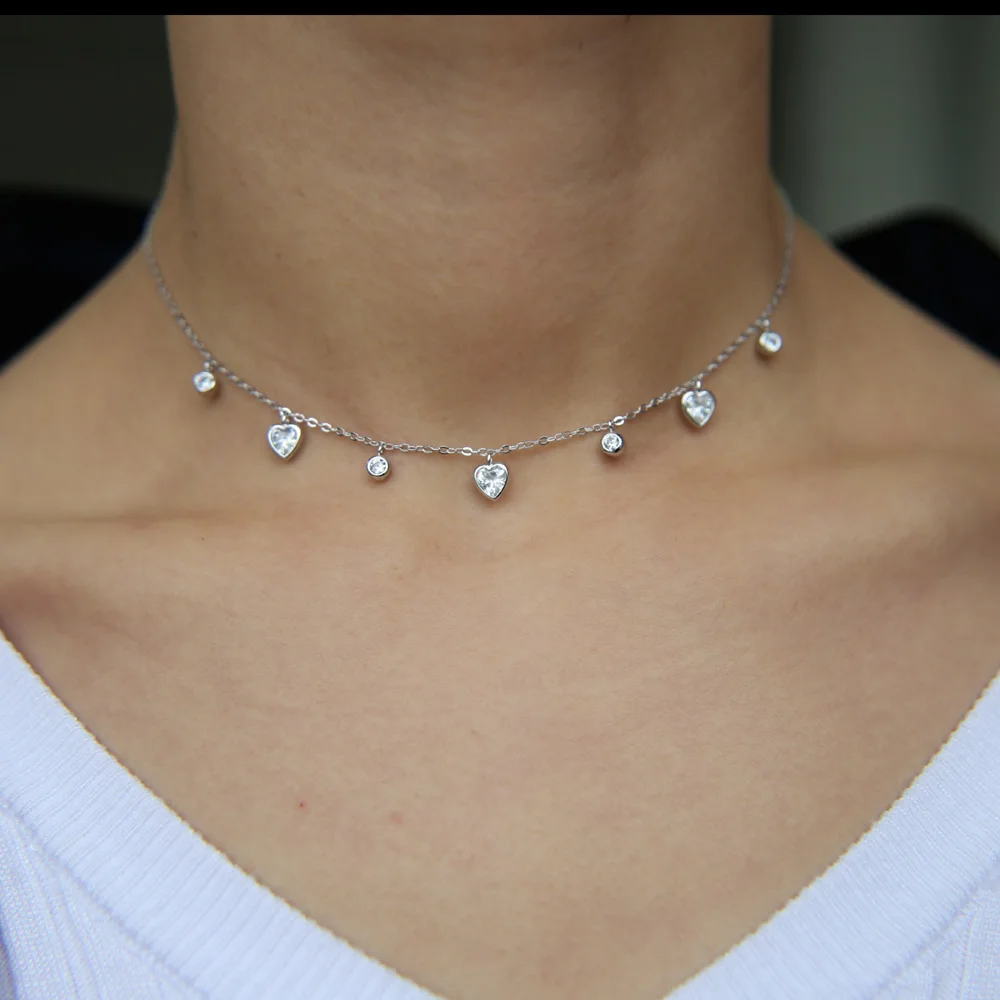 Женское колье с подвеской в виде сердца фианитом|drop necklace|necklace anecklace best |
