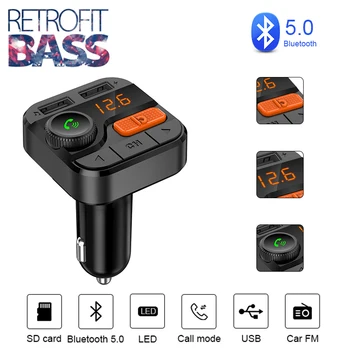 

Bluetooth 5.0 FM Transmitter Player Stereo Bass Aux Modulator Handsfree Car Kit Car Audio MP3 Player 3.4A Dual USB Car Charger