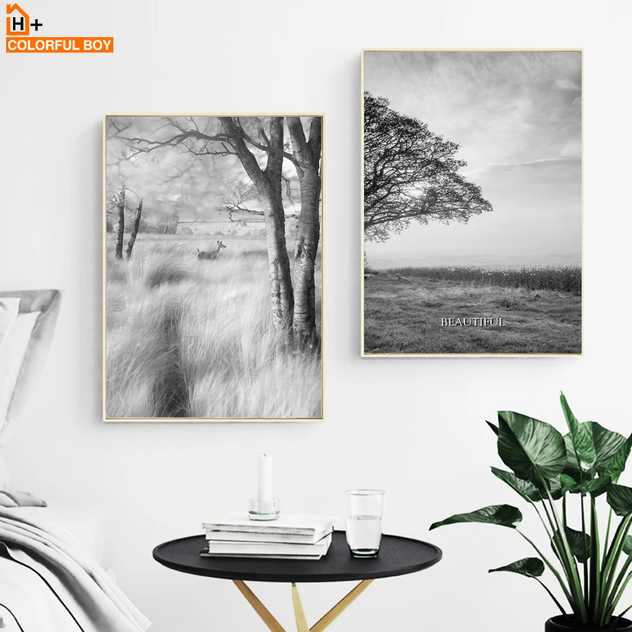Winter Tree Scenery Landscape Wall Art Canvas Painting Nordic Posters And Prints Black White Wall Pictures For Living Room Decor Painting Calligraphy Aliexpress