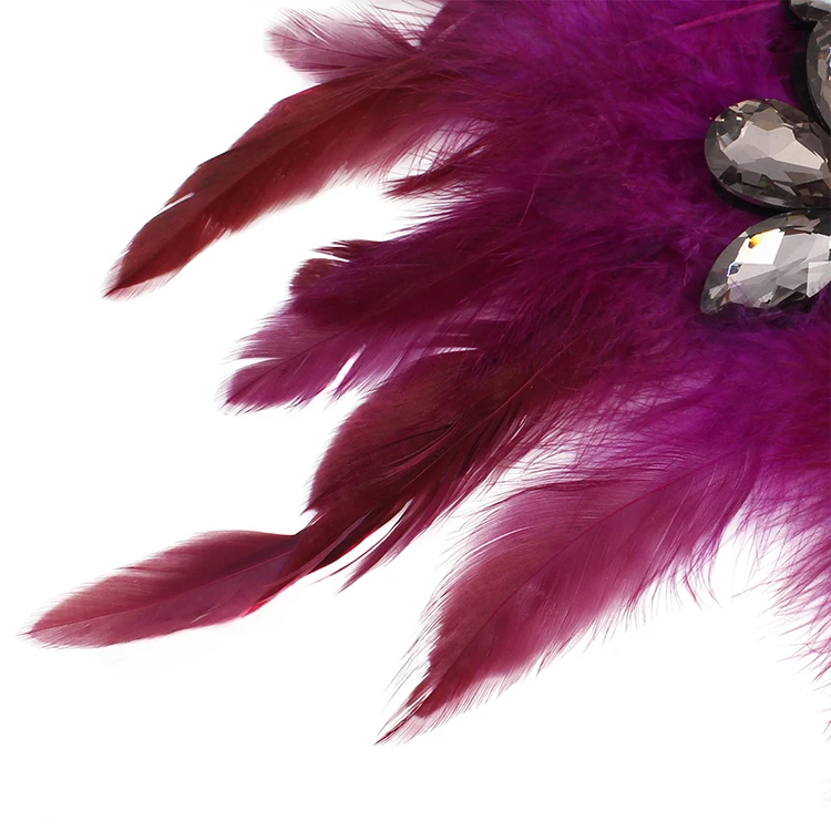Дизайн женское красивое ожерелье гипербола стиль многоцветный перо инкрустация большое ожерелье чокер со стразами для элегантной леди