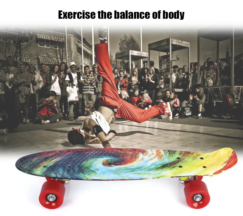 22 inch Printing Pattern Four-wheel Long Skateboard PP Board Deck