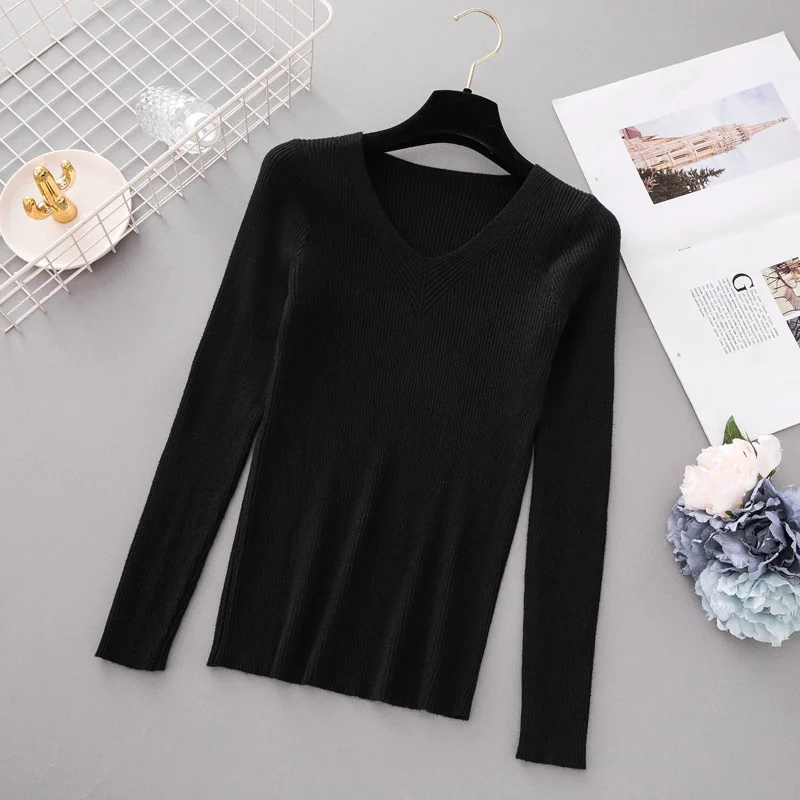 Autumn Pullover Women V Neck Sweater Knitted Jumper Womens Sweaters 2018 Winter Tops For Women Sweaters And Pullovers Trui Dames