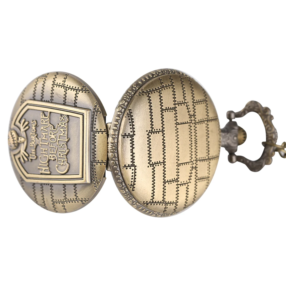 Bronze Full Hunter Pocket Watch Nightmare Before Christmas Vintage Quartz Antique Watch With Skull Men Women 4