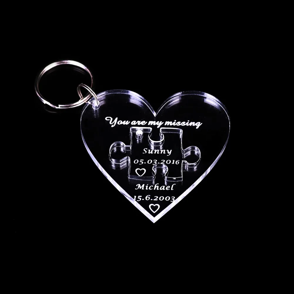 

Personalized Engraved Name Anniversary / Valentines Day You Are My Missing Piece Love Keyring's Gift Present