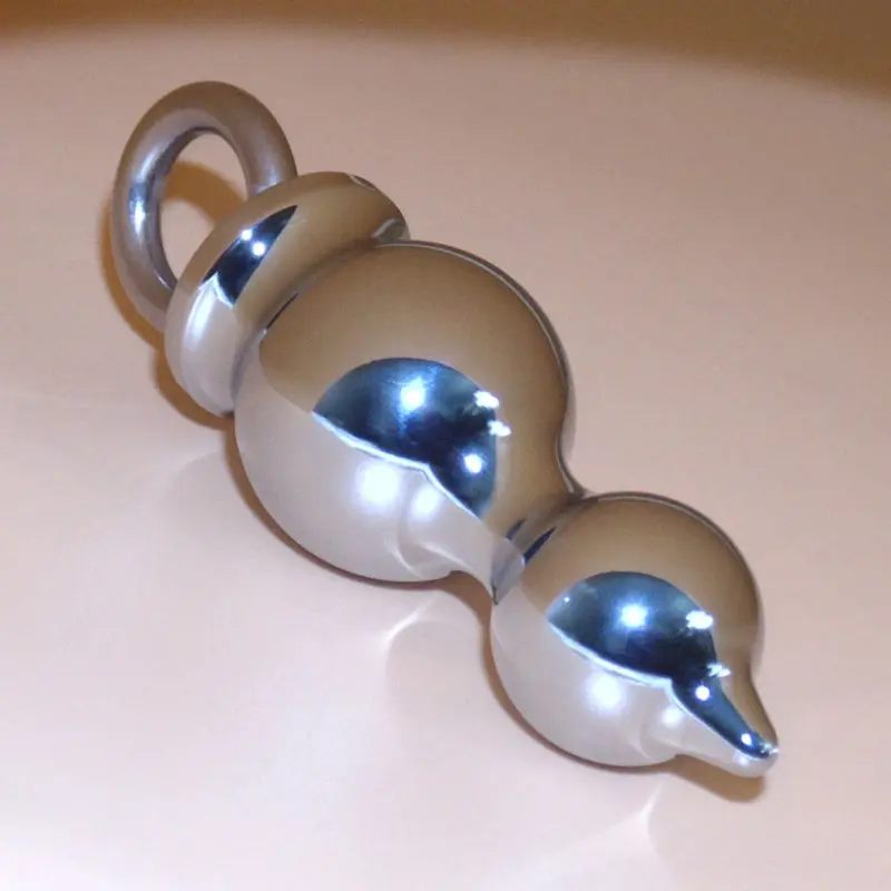 Buy Stainless Steel Double Ball Butt Plug Silver Metal 