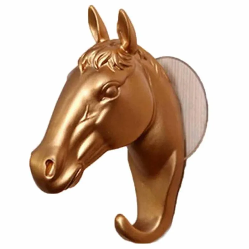 Крючок для хранения на присоске, настенный декоративный стеллаж с головой лошади для ювелирных изделий, вешалки для ключей, смоляный крючок в виде лошадиной головы#10