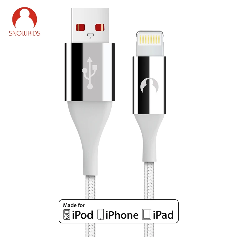 Kopen Snowkids Kabel voor iPhone X 8 7 6 5 XR XsMax Plus Data Sync Charger voor Lightning naar USB Compatibel tot iOS12 1.2 m 2 m