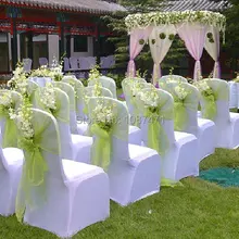 25 шт./лот Свадебная накидка для стула из органзы с поясом пояс Вечерние Банкетный Декор с бантом цвета