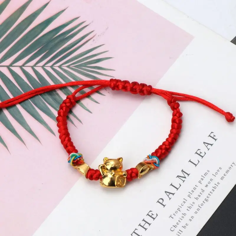 Lucky Kabbalah красный плетеный Золотой Фортуна кошка браслеты модные ювелирные изделия
