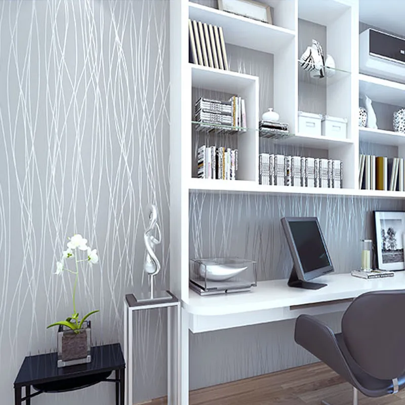 Aliexpress Buy Non Woven Fashion Thin Flocking Vertical Stripes Wallpaper For Living Room Sofa Background Walls Home 3D Grey Silver From