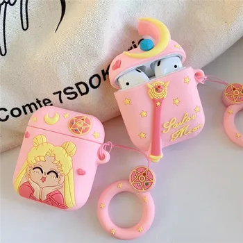 

Cute Sailor Moon For Airpods case Cartoon Accessories For Apple Airpods Bluetooth earphone protective Cover Cases With Keychain