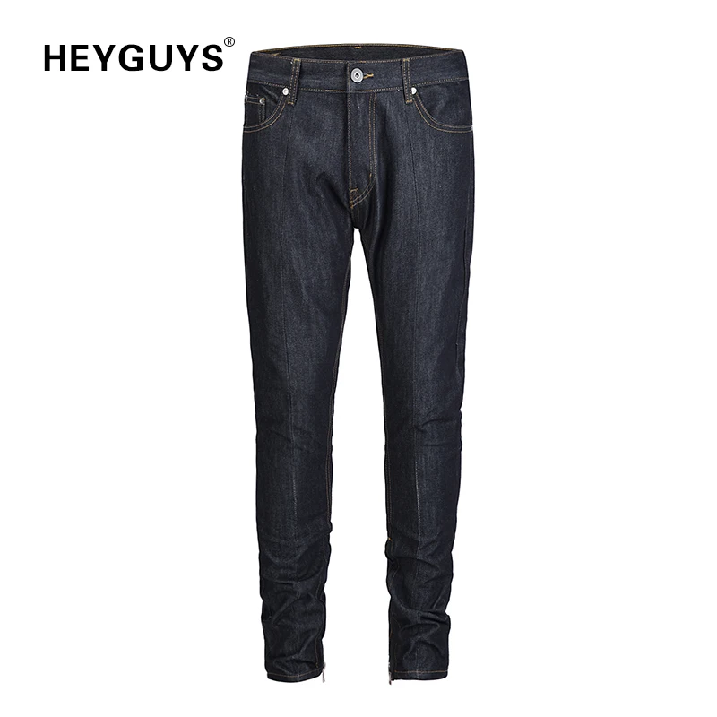 HEYGUYS skinny jeans men street wear mens clothing black jeans luxury  men darkblue distressed jeans men overalls