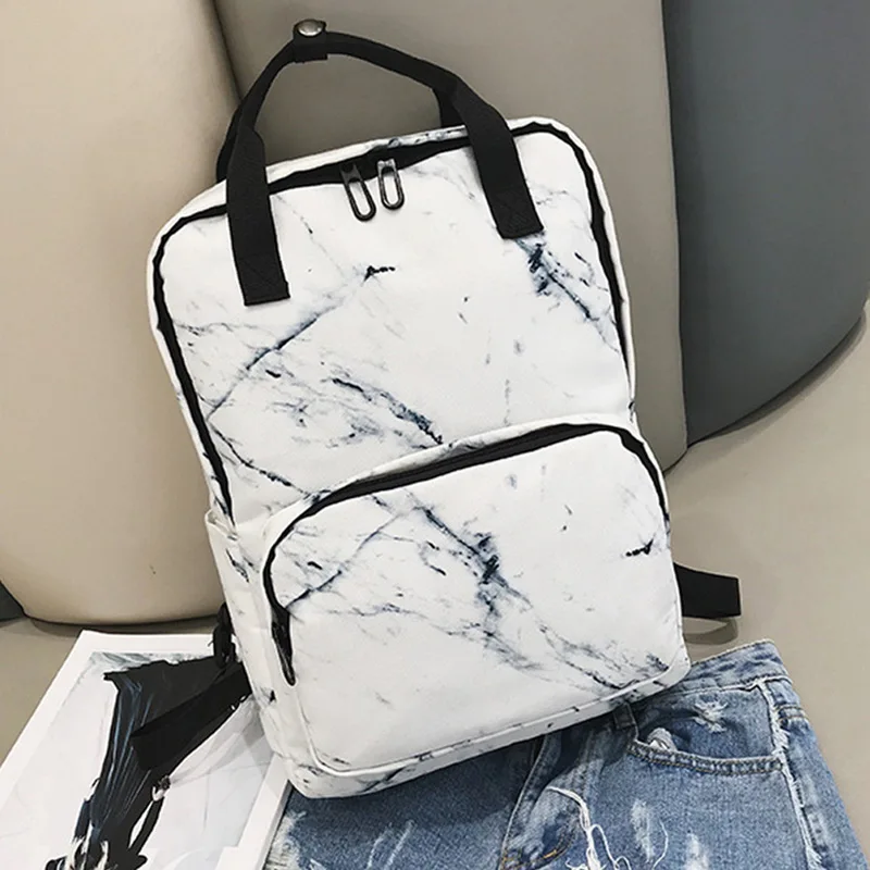 MoneRffi Women Shoulder Bag Fashion Campus Student Large Capacity School Bag Marble Pattern Backpacks Travel Rucksacks Girls New