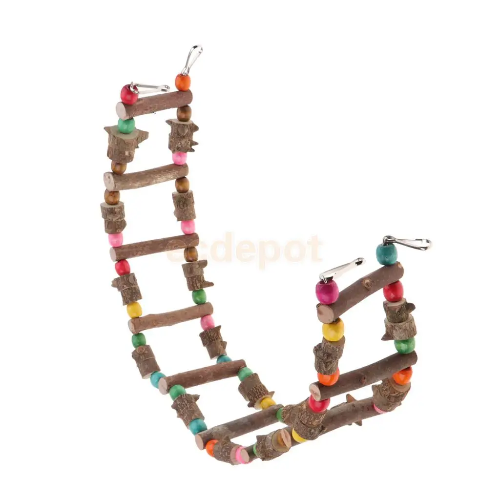 Bird Parrot Rat Hamster Chinchilla Toy, Wooden Ladder Bridge Swing Hanging Ladder Toy for Pet Trainning