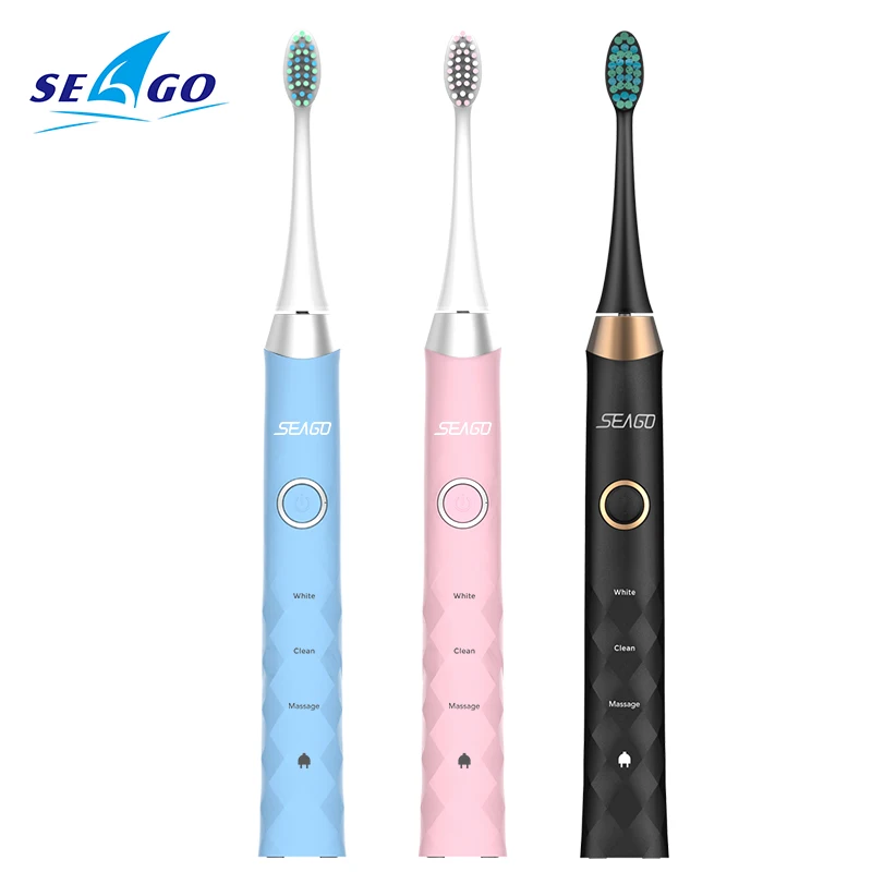 SEAGO Electric Toothbrush Rechargeable USB Sonic Tooth Brush 3 Modes Waterproof IPX 7 Clean Whiten Teeth with 3 Brush Head SG987 SEAGO Electric Toothbrush Rechargeable USB Sonic Tooth Brush 3 Modes Waterproof IPX 7 Clean Whiten Teeth with 3 Brush Head SG987