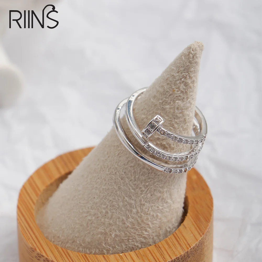 RIINS 925 пробы серебро бесконечные скручивания красивые кольца вечерние партии