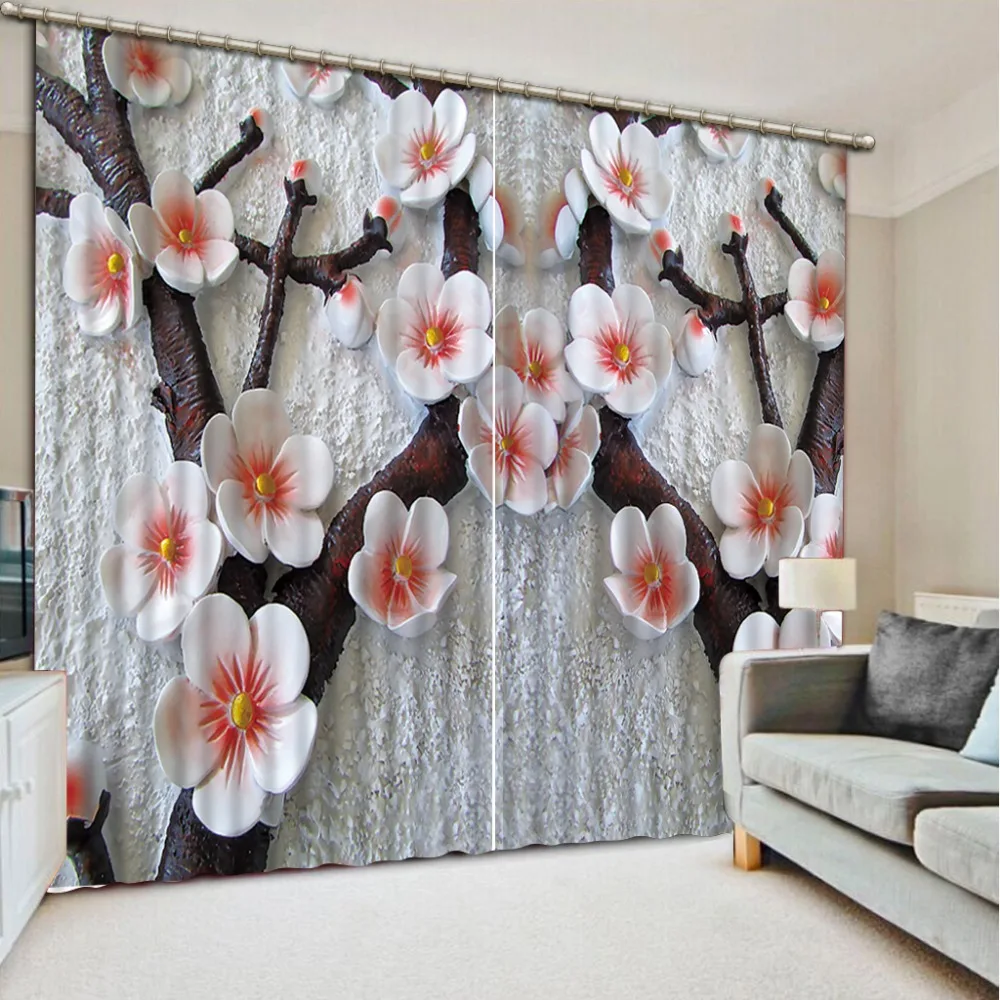 

Modern style Relief flower Bedding room 3D Curtains Curtain window room Factory diret sale