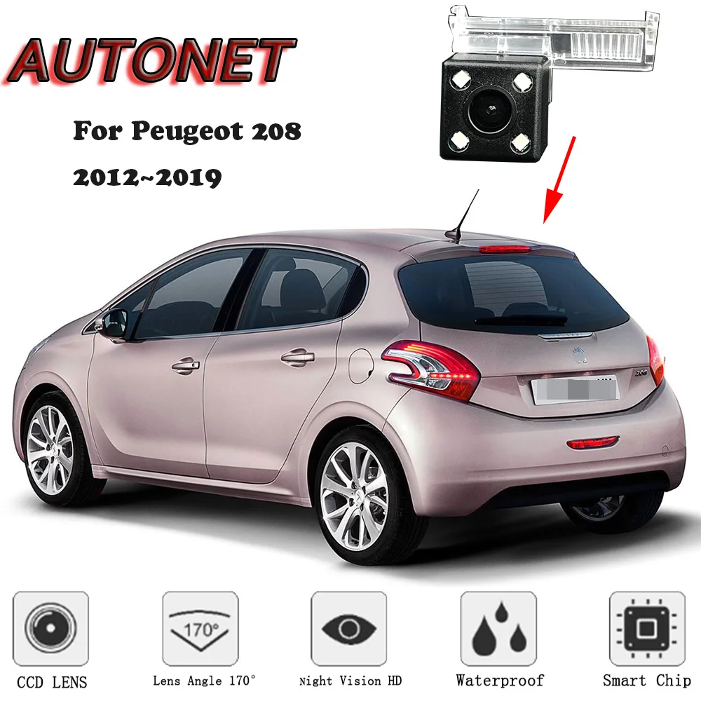 AUTONET HD ночное видение резервного копирования заднего вида камера для peugeot 208 2012 2013 2014 2015 2017 2016 Оригинальное отверстие/номерные знаки