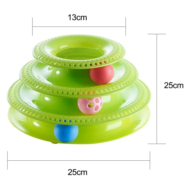 4 слоя забавные игрушки для кошек Crazy диск с шариком противоскользящая Интерактивная тарелка для развлечений тройной проигрыватель игровой диск игрушка для маленьких домашних животных для Kitte - Цвет: Светло-зеленый