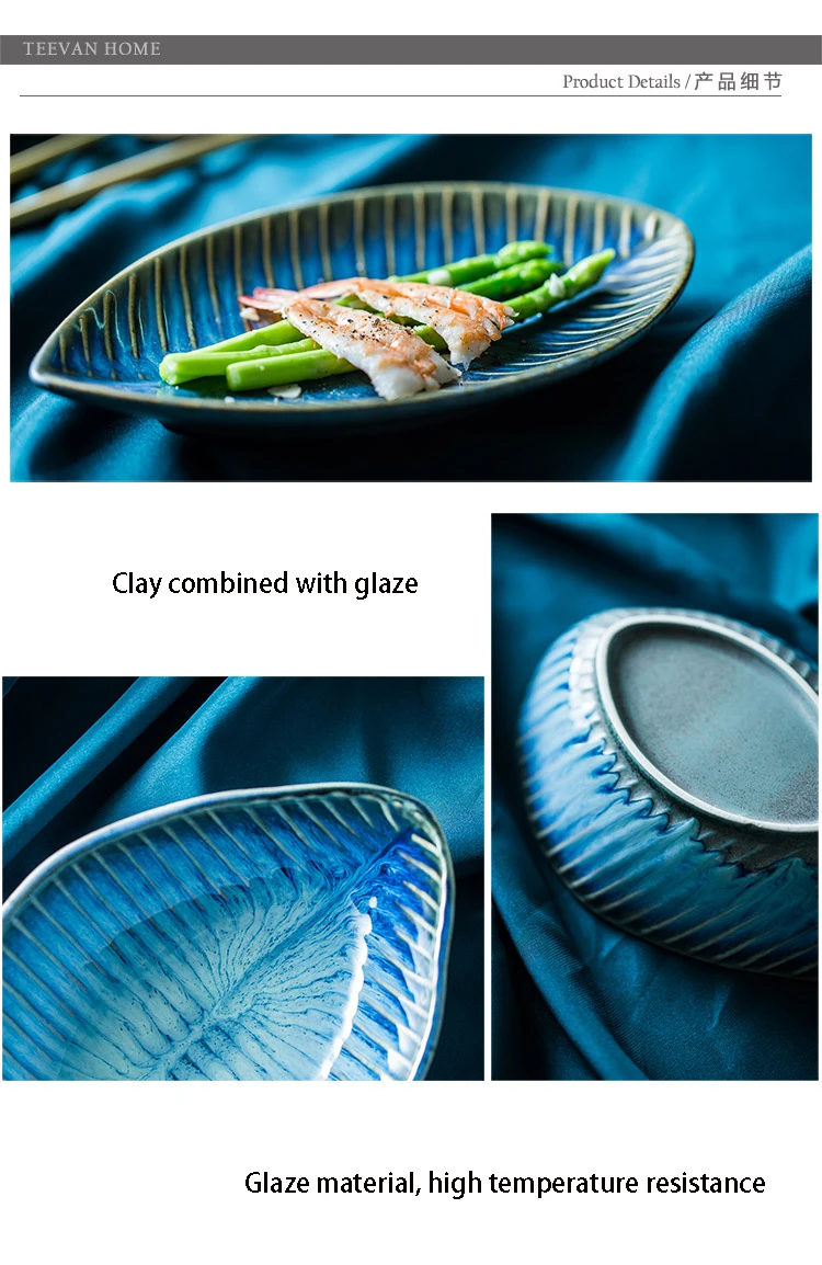EECAMAIL подглазурная краска креативная керамическая посуда Павлин Синяя Фруктовая тарелка для закуски тарелка Салатница десертный суповой чаша