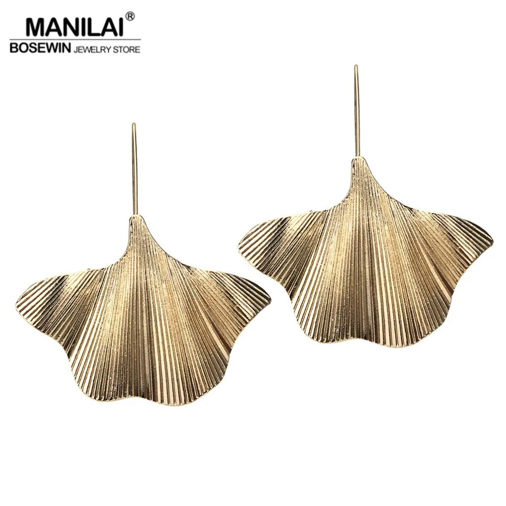 

MANILAI Vintage Alloy Leaf Big Dangle Earrings For Women Bohemia Metal Leaves Drop Statement Earring Fashion Jewelry