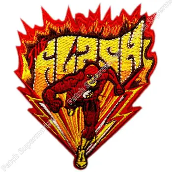 

4" Comics The Flash Running Figure Name Logo Embroidered Uniform Movie Iron On Sew On Patch Custome TRANSFER MOTIF APPLIQUE