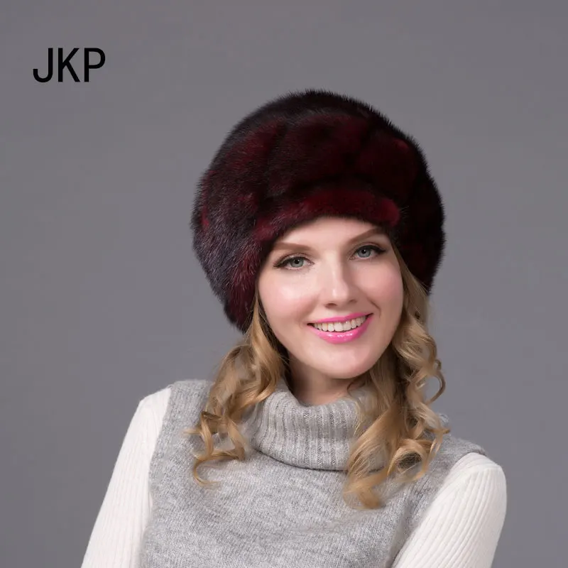 JKP 2018 Горячая новинка норковая меховая шапка русская зимняя для женщин со
