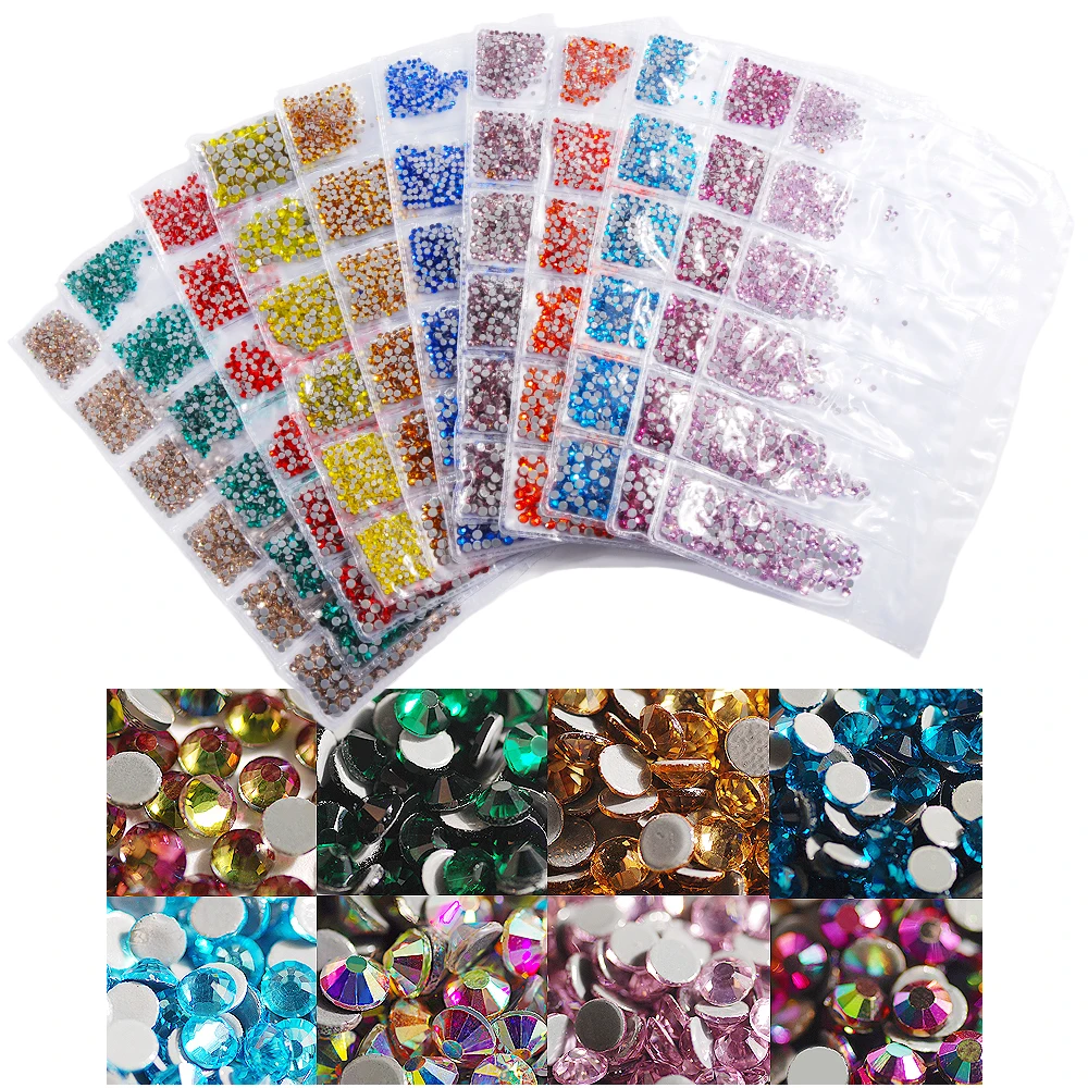 

1 Pack SS3-SS10 Mix size Hot-fix Rhinestones Iron On Rhinestones For Clothes 1728pcs Glass Crystal AB Hot Fix Stone