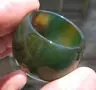 

11695 new Chinese green jade onyx hand carved band ring