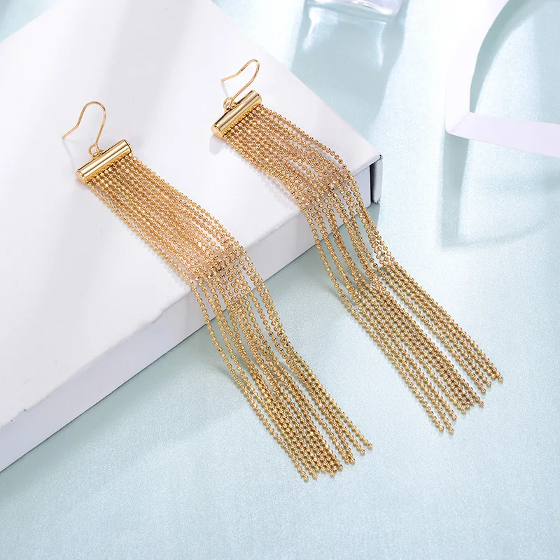 

2019 New Arrivals Gold Dangler Earrings Big Brincos Summer Boho Beaded Ear Hook Fashion Alloy Ear Jewelry Gifts for Women