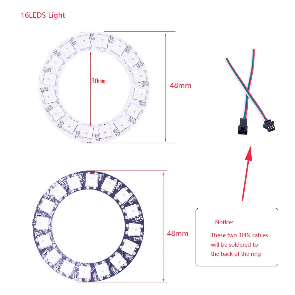 Адресуемых пикселей WS2812B кольцо 8/16/24/35/45/128 светодиодный s WS2812 5050 RGB светодиодный кольцо WS2811 ic встроенным RGB освещение украшение DC 5V