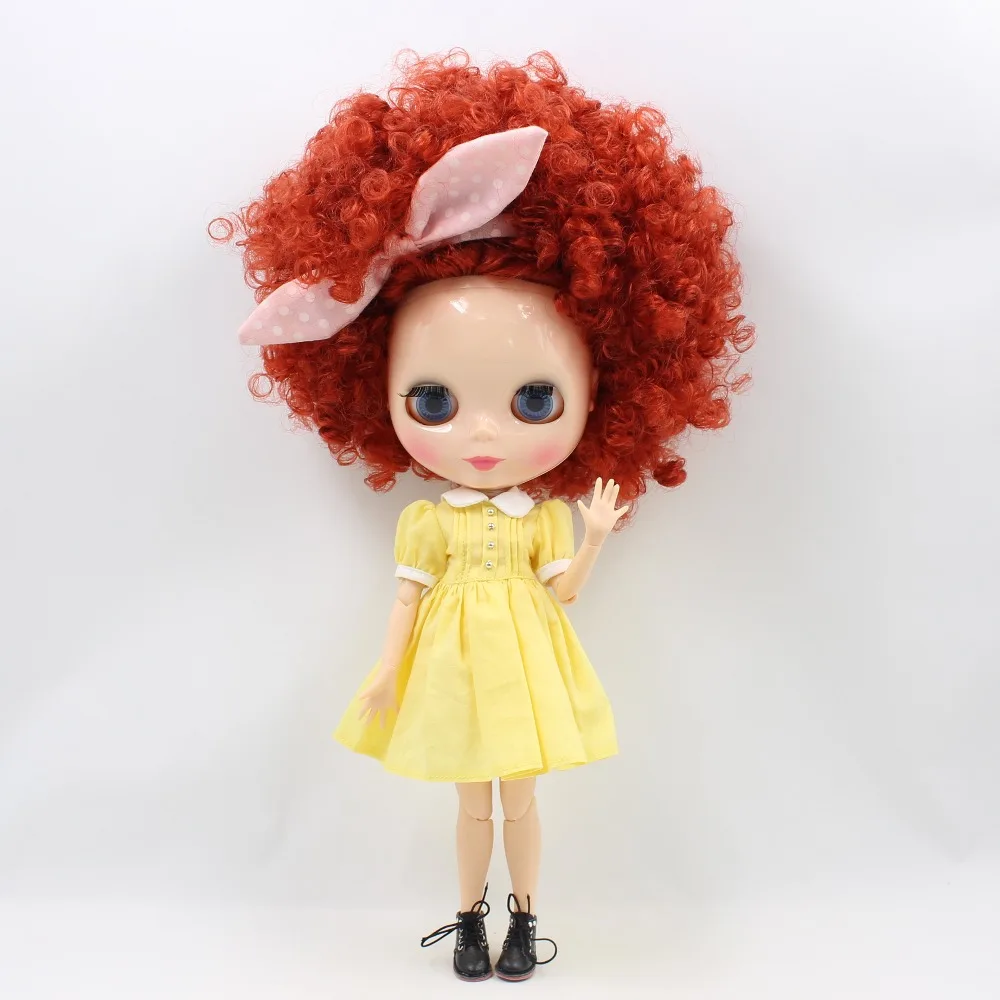 Neo Blythe Doll with Ginger Hair, Natural Skin, Shiny Cute Face & Custom Jointed Body 1