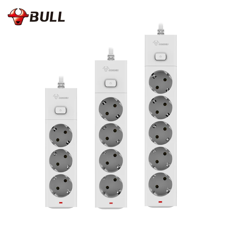 Дешево Bull ЕС Plug мощность полосы 3 м электрическая розетка ЕС Plug электрический удлинитель ЕС мощность полосы В 2500 В 10A 250 Вт ЕС безопасности разъем